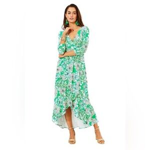 Lilly Pulitzer Vibrant Green and Pink High Low Dress